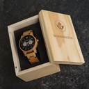 The CLASSIC Collection rethinks the aesthetic of a WoodWatch in a sophisticated way. The slim cases give a classy impression while featuring a unique a moonphase movement and two extra subdials featuring a week and month display. The CLASSIC Maverick is m