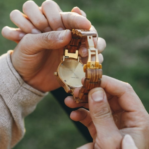 wooden watch with engraving